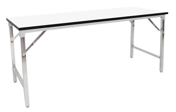 โต๊ะพับไม้ตันโฟเมก้าสีขาว PVC สีดำขนาด180*60*73.7CM
